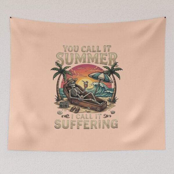 Item preview, You Call It Summer I Call It Suffering T-Shirt – Funny Skeleton Coffin Beach Design, Dark Humor Summer Tee, Retro Tropical  Shirt designed and sold by Artimax-Studio.
