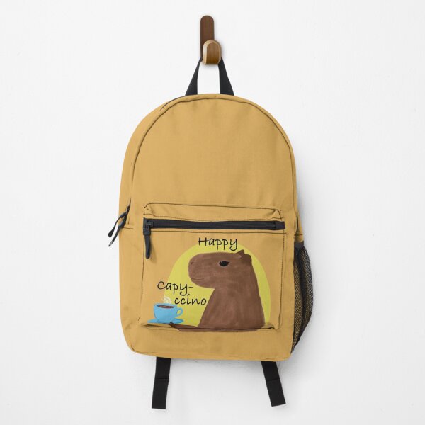 Item preview, Happy capy-ccino coffee capybara pun yellow designed and sold by glowvim.