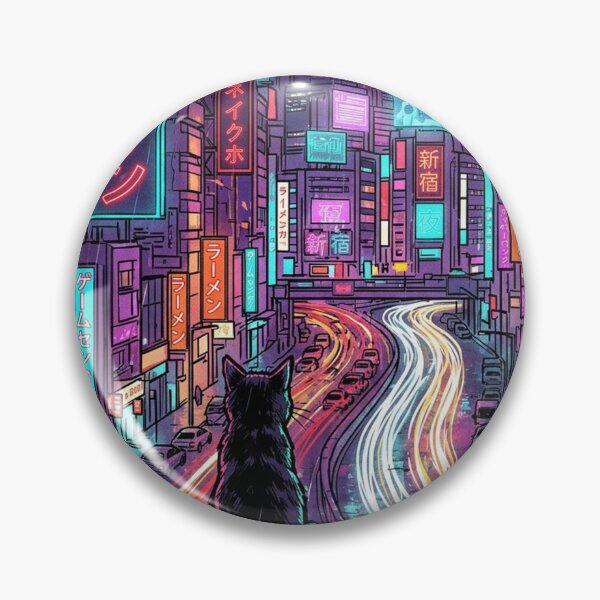 Item preview, Neon City Cat On Rooftop designed and sold by mattewjoilen.