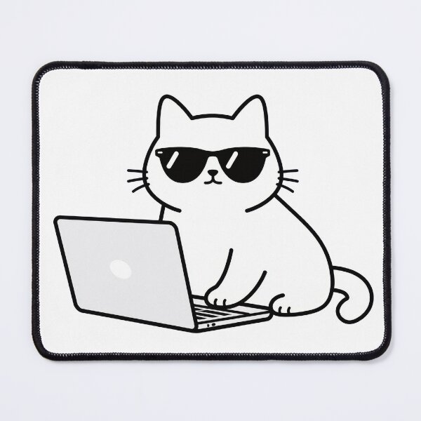 Item preview, Cool Cat Working on Laptop Funny Programmer Cat designed and sold by Hoodybaba.