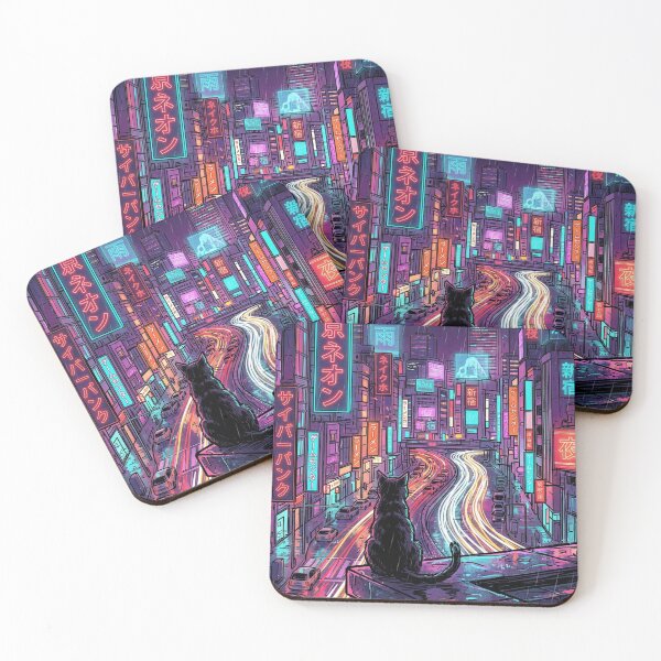 Item preview, Neon City Cat On Rooftop designed and sold by mattewjoilen.