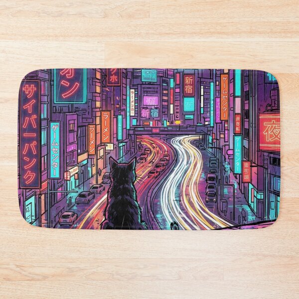Item preview, Neon City Cat On Rooftop designed and sold by mattewjoilen.