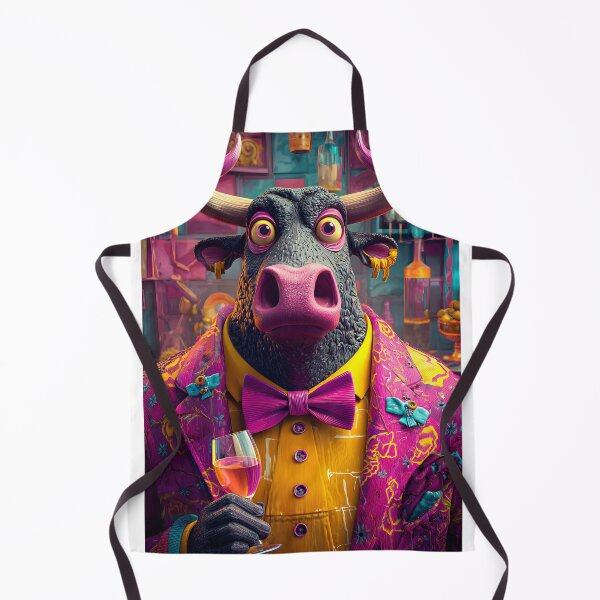 Item preview, Stylish Bull in a Colorful Cocktail Bar Scene designed and sold by Artessie.