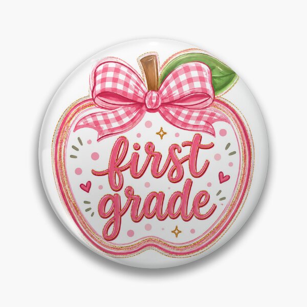 Item preview, Cute Pink Gingham Apple First Grade Back to School Teacher  designed and sold by VGAfanatic.