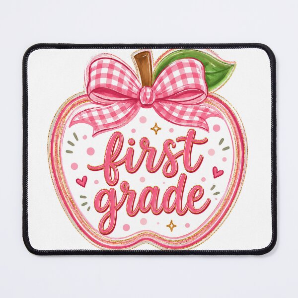 Item preview, Cute Pink Gingham Apple First Grade Back to School Teacher  designed and sold by VGAfanatic.
