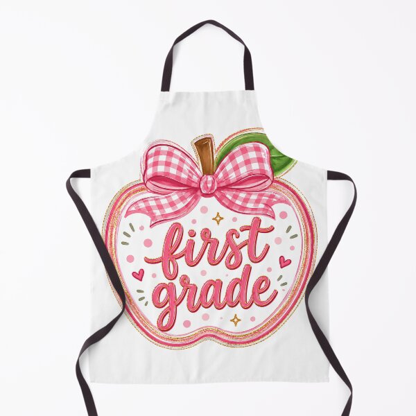 Item preview, Cute Pink Gingham Apple First Grade Back to School Teacher designed and sold by VGAfanatic.