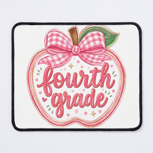 Item preview, Cute Pink Gingham Apple Fourth Grade Back to School Teacher designed and sold by VGAfanatic.