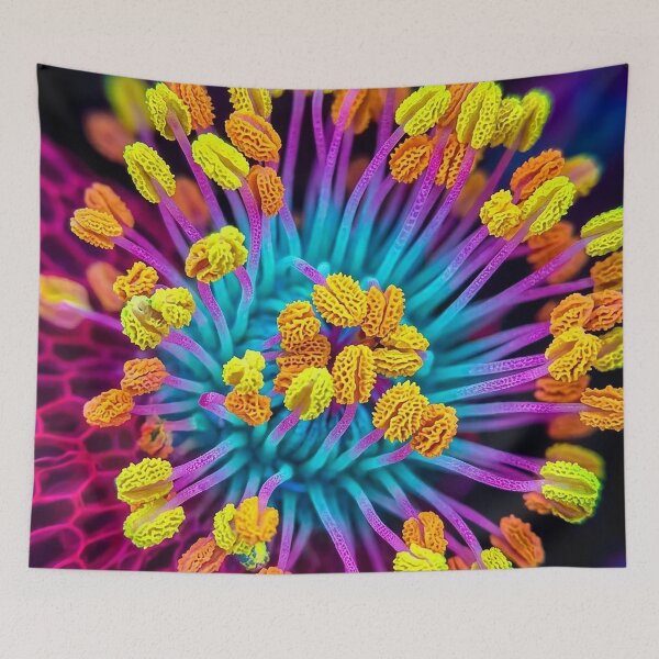 Item preview, Vibrant Neon Macro Flower Stamens Art designed and sold by Apex_Visuals.