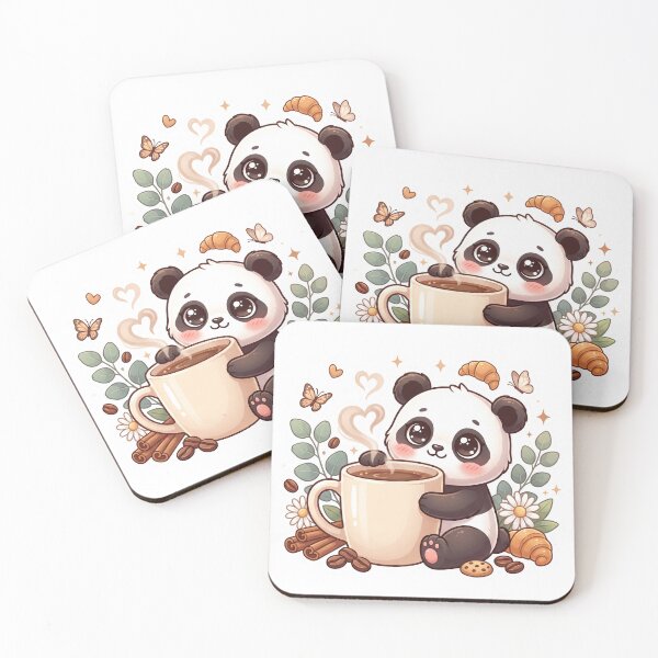 Item preview, Cute Panda Drinking Coffee | Kawaii Coffee Panda Sticker | Cozy Café T-Shirt designed and sold by Him0227.