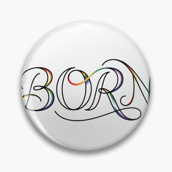 Item preview, Authentically BORN: Elegant Rainbow Line Art Typography designed and sold by RefiniCoPOD.
