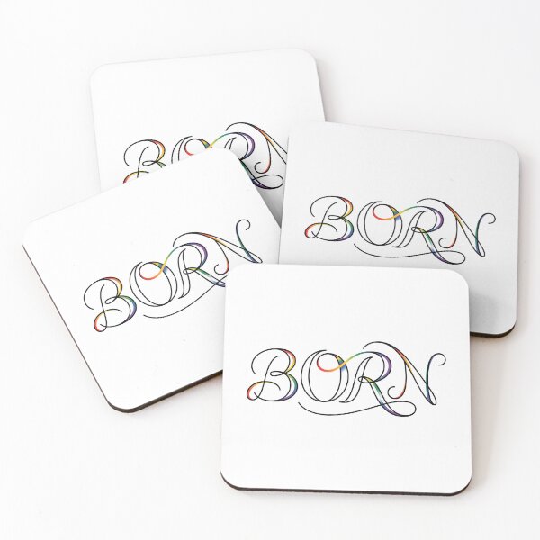 Item preview, Authentically BORN: Elegant Rainbow Line Art Typography designed and sold by RefiniCoPOD.
