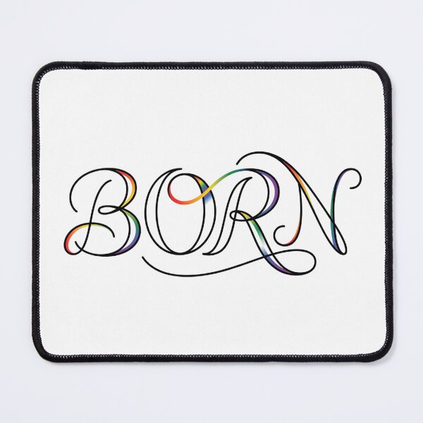Item preview, Authentically BORN: Elegant Rainbow Line Art Typography designed and sold by RefiniCoPOD.
