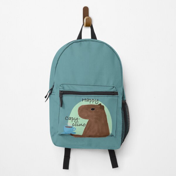 Item preview, Happy capy-ccino coffee capybara pun blue designed and sold by glowvim.