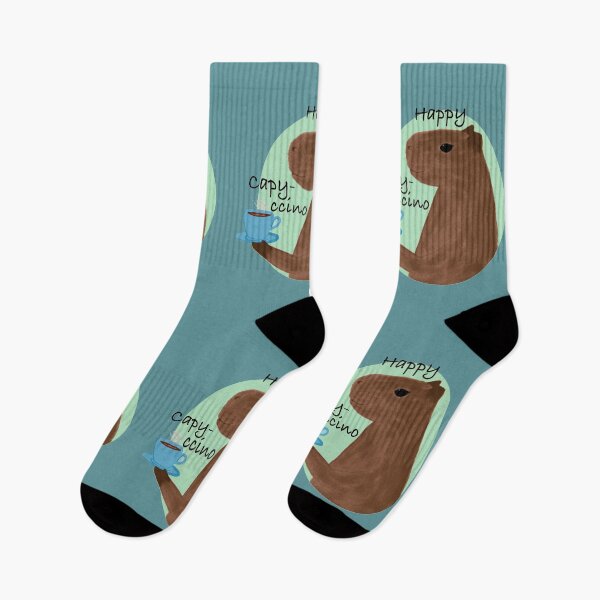 Item preview, Happy capy-ccino coffee capybara pun blue designed and sold by glowvim.