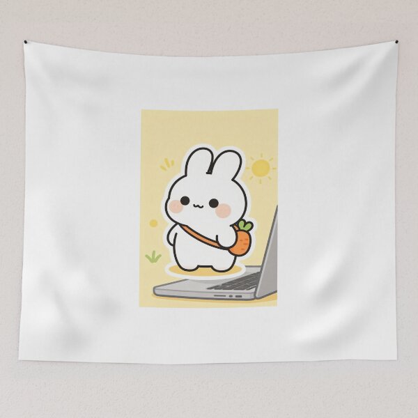 Item preview, Cute Kawaii Bunny with Carrot Bag | Adorable Rabbit Cartoon | Bunny Lover Gift designed and sold by Flownow.
