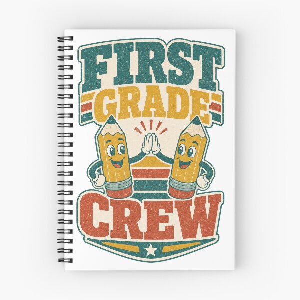 Item preview, First Grade Crew - Retro Back to School Illustration designed and sold by VisualArtsOasis.
