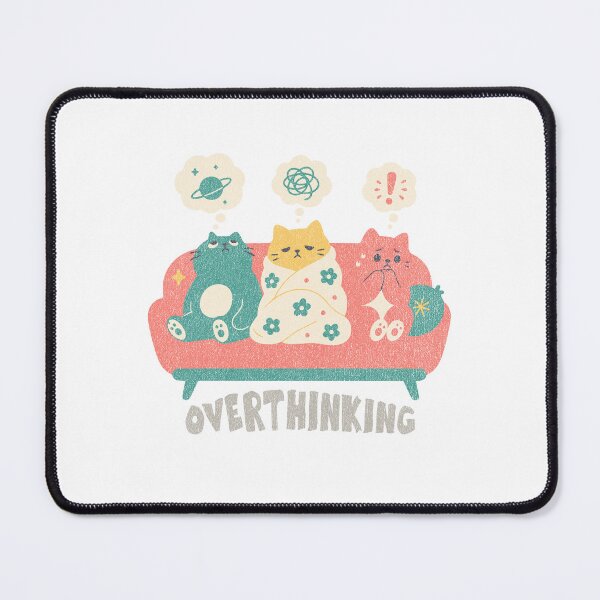Item preview, Overthinking Cats On Couch Cute Anxiety Humor Retro Design designed and sold by lenalenspod.