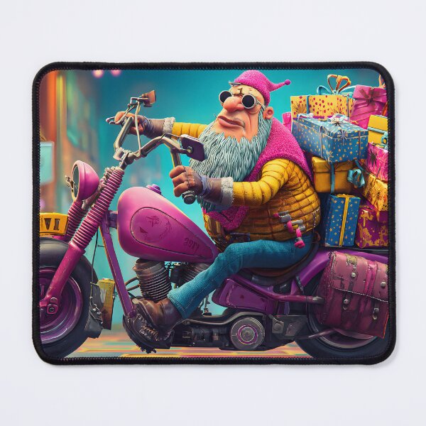 Item preview, Whimsical Bearded Man Riding a Pink Motorcycle designed and sold by Artessie.
