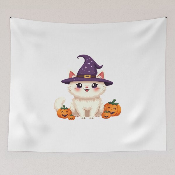 Item preview, Cute Halloween Witch Cat | Adorable Kawaii Black Kitten | Spooky Cute Animal Art designed and sold by Flownow.