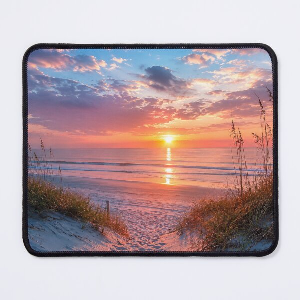 Item preview, Peaceful Beach Sunset Through Coastal Dunes – Serene Ocean Landscape Photography designed and sold by Wild Bloom Paws.
