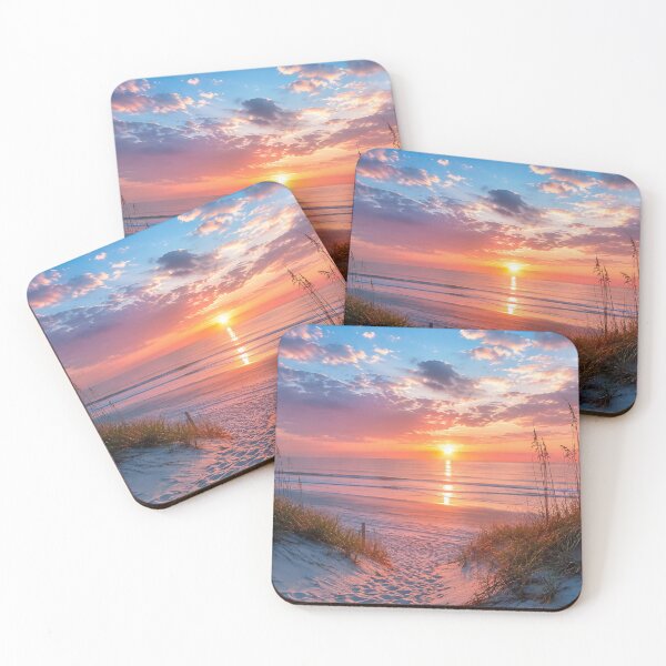 Item preview, Peaceful Beach Sunset Through Coastal Dunes – Serene Ocean Landscape Photography designed and sold by Wild Bloom Paws.