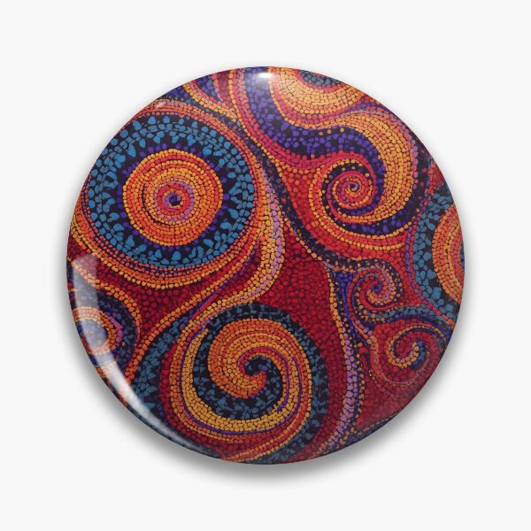Item preview, Aboriginal Inspired Dot Art - Ornamental Red Sapphire Orange Curls Pattern designed and sold by GrinGalore.