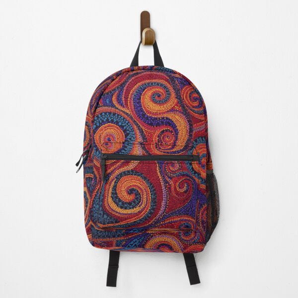 Item preview, Aboriginal Inspired Dot Art - Ornamental Red Sapphire Orange Curls Pattern designed and sold by GrinGalore.