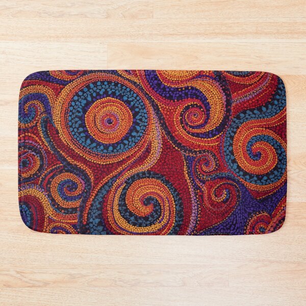 Item preview, Aboriginal Inspired Dot Art - Ornamental Red Sapphire Orange Curls Pattern designed and sold by GrinGalore.