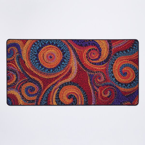 Item preview, Aboriginal Inspired Dot Art - Ornamental Red Sapphire Orange Curls Pattern designed and sold by GrinGalore.