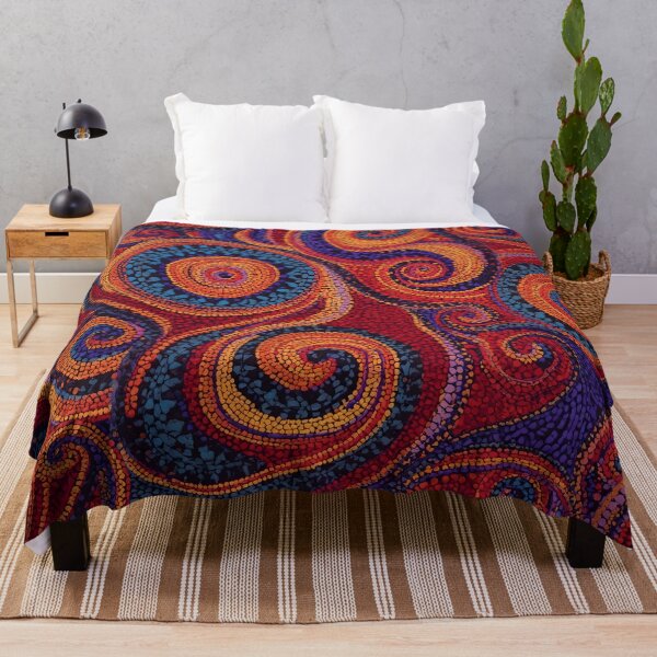 Item preview, Aboriginal Inspired Dot Art - Ornamental Red Sapphire Orange Curls Pattern designed and sold by GrinGalore.