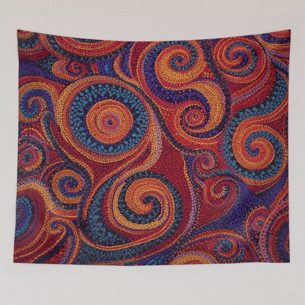 Item preview, Aboriginal Inspired Dot Art - Ornamental Red Sapphire Orange Curls Pattern designed and sold by GrinGalore.