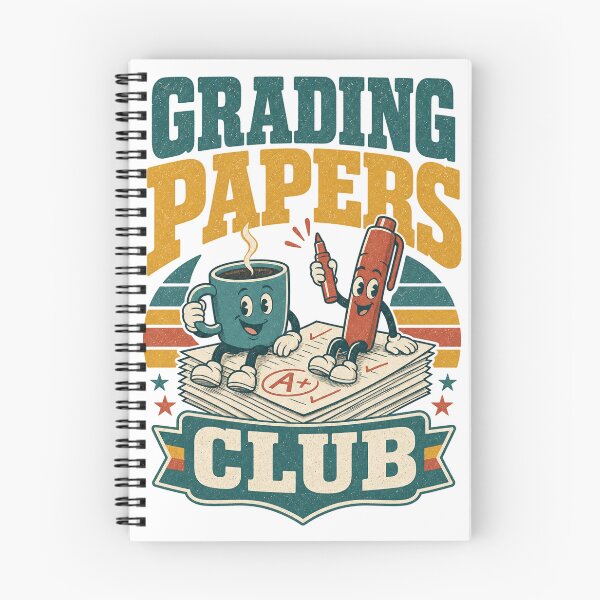 Item preview, Grading Papers Club - Retro Teacher Humor Illustration designed and sold by VisualArtsOasis.