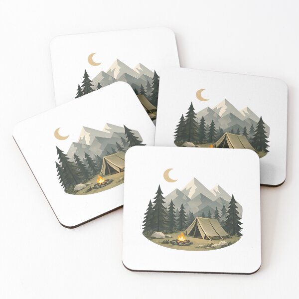 Item preview, Mountain Camping Adventure – Vintage Tent Campfire Wilderness Outdoor designed and sold by ONEZEROART.