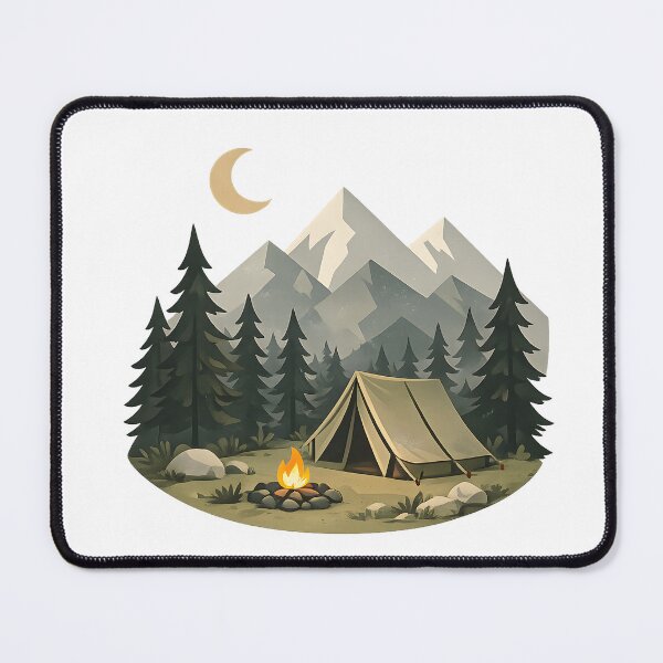 Item preview, Mountain Camping Adventure – Vintage Tent Campfire Wilderness Outdoor designed and sold by ONEZEROART.