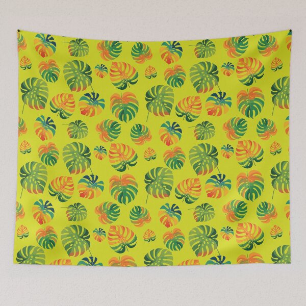 Item preview, Tropical monstera leaves in vibrant shades. Seamless botanical pattern designed and sold by AlicinaM.