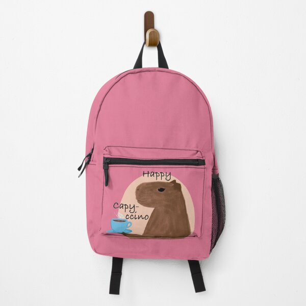 Item preview, Happy capy-ccino coffee capybara pun pink designed and sold by glowvim.