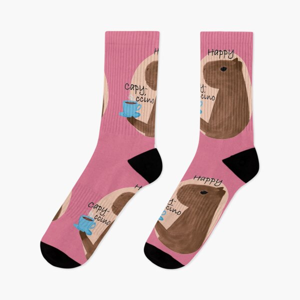 Item preview, Happy capy-ccino coffee capybara pun pink designed and sold by glowvim.