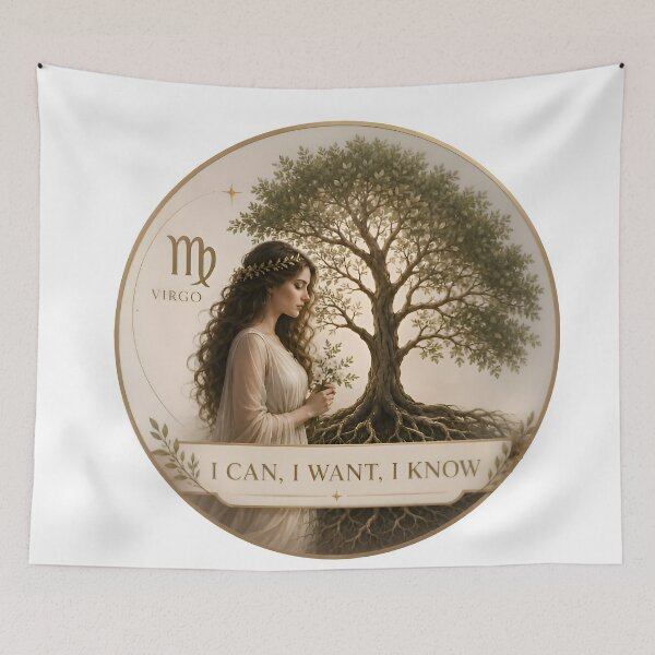 Item preview, Virgo I Can I Want I Know Tree Of Life Zodiac Art designed and sold by Zodiac Celestial Art.