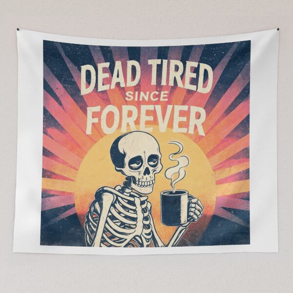 Item preview, Dead Tired Since Forever Skeleton Coffee Vintage T-Shirt Design designed and sold by Evv_u.