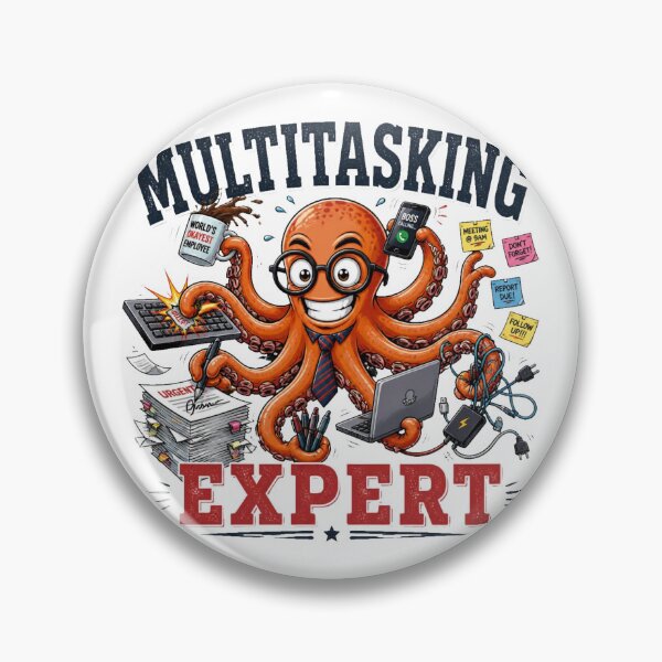 Item preview, Multitasking Expert Octopus Funny Office Burnout T-Shirt designed and sold by Cavalier-org.