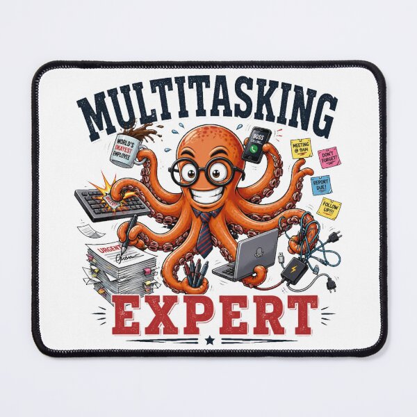 Item preview, Multitasking Expert Octopus Funny Office Burnout T-Shirt designed and sold by Cavalier-org.