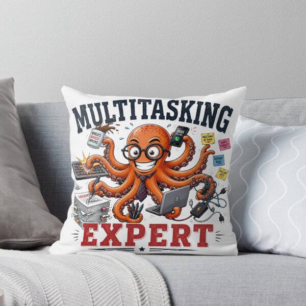 Item preview, Multitasking Expert Octopus Funny Office Burnout T-Shirt designed and sold by Cavalier-org.