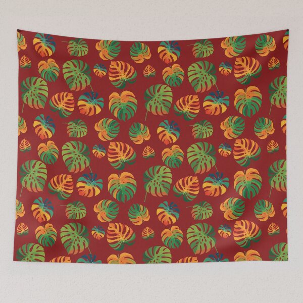 Item preview, Tropical monstera leaves in vibrant shades. Seamless botanical pattern designed and sold by AlicinaM.
