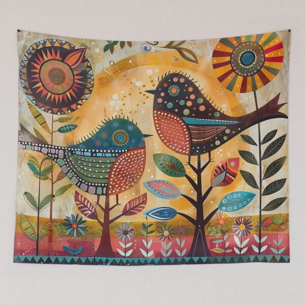 Item preview, Naive art bird couple designed and sold by IvaiAna.