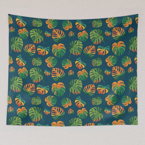 Item preview, Tropical monstera leaves in vibrant shades. Seamless botanical pattern designed and sold by AlicinaM.