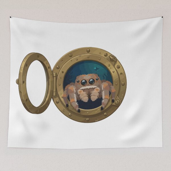 Item preview, Cute Jumping Spider Steampunk Submarine Porthole designed and sold by ArcApparel2020.