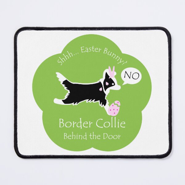 Item preview, Funny Border Collie Easter Bunny Behind the Door Green Base designed and sold by Na7nasColorShop.