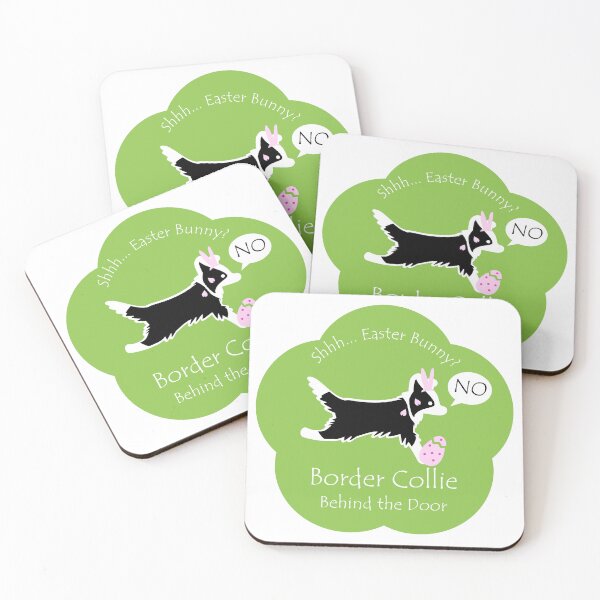 Item preview, Funny Border Collie Easter Bunny Behind the Door Green Base designed and sold by Na7nasColorShop.