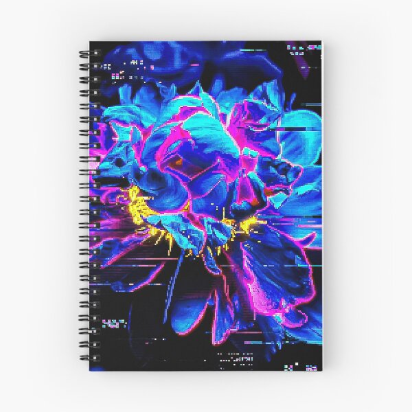 Item preview, Neon Blue Glitch Aesthetic Floral Art designed and sold by Apex_Visuals.