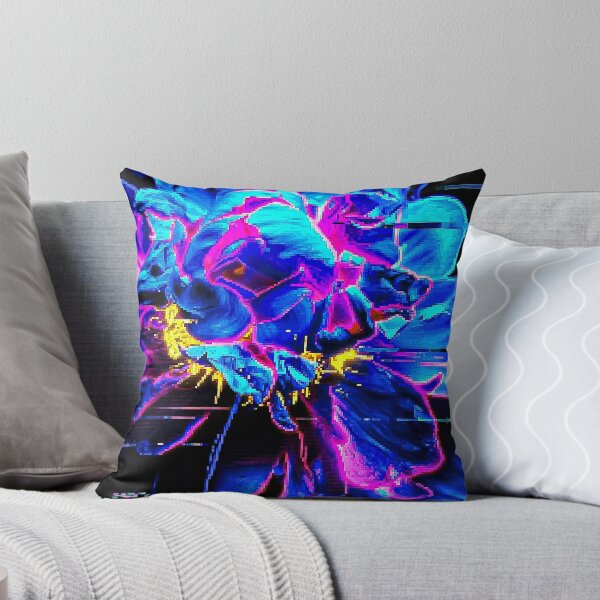 Item preview, Neon Blue Glitch Aesthetic Floral Art designed and sold by Apex_Visuals.
